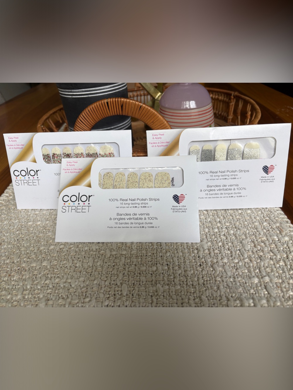 Color Street Gold Glitter Nail Strips Trio - Sparkling Champagne